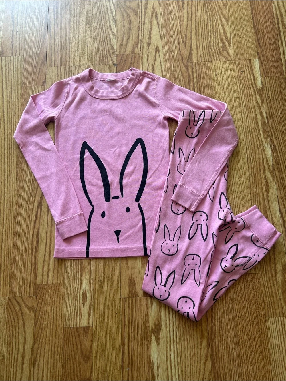 Hanna Andersson Girls Pink Bunny Pajama Set EUC Size 130/US8